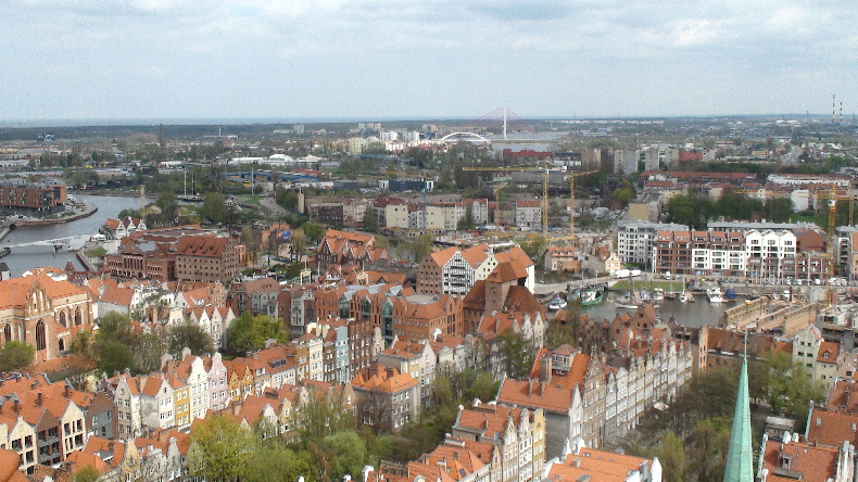 Marienkirche, Blick vom Turm Richtung Westerplatte